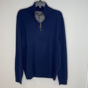 Nordstrom Men’s Shop NWT 100% Cashmere 1/4 Zip Navy Sweater Size Large